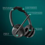 Epos Impact 1061t Anc profesionalios bluetooth ausinės &ndash; dvipusės, adaptyvus Anc, Ai balso atpažinimas, Brainadapt technologija, auk&scaron;čiausios kokybės garsas didelio tankio biuro aplinkoms