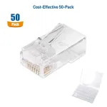 Cable Matters Cat 6 Rj45 jungčių rinkinys (50 vnt.) su praėjimu (pass Through Rj45, Cat 6 Lan ki&scaron;tukas, Cat6 tinklo ki&scaron;tukas) skirtas vientisam arba vytos poros Utp kabeliui