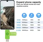 64 gb otg usb atmintinė dviguba usb 3.0 atmintinė su micro usb jungtimi, skirta android i&scaron;maniesiems telefonams, plan&scaron;etiniams kompiuteriams ir kompiuteriams (žalia)