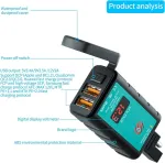 Kriogor Dvigubas Usb motociklo lizdas, Ip66 atsparus vandeniui 3.0 greito įkrovimo Usb su 6-30 V voltmetru + įjungimo/i&scaron;jungimo jungikliu + 1.4 m Sae į O-žiedo jungtį su 10 A saugikliu, automobilinis įkroviklis 12 V valčiai, visureigiui