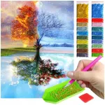 Artpro Deimantinis paveikslas vaikams mozaika diamond painting 5d medis ruduo žiema