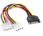 Sata adapterio kabelis 15 kontaktų į 2x Molex 4 kontaktų
