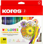 Spalvoti pie&scaron;tukai KORES KOLORES Mandala, trikampiai, 50 vnt.