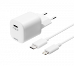DELTACO USB sieninis įkroviklis, USB-C, PD 20 W, 1 m C - &bdquo;Žaibas&ldquo; USBC-AC141