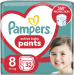 Sauskelnės-kelnaitės Pampers Pants, 8 dydis, 17+ kg, 32 vnt.