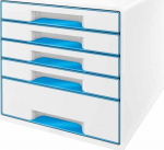 Leitz LEITZ CUBE WOW Schubward Box perlweiss- blau mit 5 Schubward. Tvirtas ir stabilus ansprechendm 2-farbigem WOW Design Hochglanz - 52142036