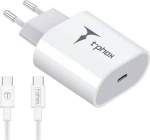 Tinklo įkroviklis T-PHOX ISPEED 20W + KABELIS USB-C/USB-C baltos spalvos