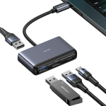 USAMS &scaron;akotuvas HUB 4in1 2xUSB 2.0/USB 3.0/ USB-C pilkos spalvos SJ627HUB01 (US-SJ627)
