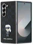 Karl Lagerfeld PU Saffiano Monogram Ikonik Samsung Galaxy Z Fold6 dėklas telefonui juodos spalvos