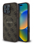 Guess 4G Ring Classic Logo MagSafe Apple iPhone 16 Pro - dėklas telefonui rudos spalvos
