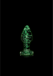 Ouch By Shots Ouch! Glow in the Dark Glass Plug Small - Luminous Žalias Accent