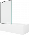 Vonia Mexen Vega su apdaila ir stiklo sienele, 180x80 cm + 100 cm, Baltas+Juodas frame