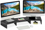 Laikiklis Relaxdays Bonideco Monitorių stovas 2 monitoriams 10,5x74x27cm., juodos spalvos