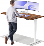 Elektrinis reguliuojamo auk&scaron;čio stalas Desktronic HomePro Rie&scaron;utmedžio masyvas/Baltas, 180x80cm, Dvigubas motoras, USB ir USB-C įkrovimo lizdai