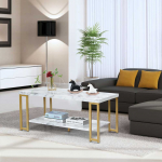 Bonideco Select Kavos staliukas 100x49,5x45cm., baltos/auksinės spalvos