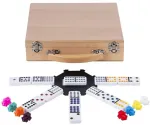 Longfield Engelhart Stalo žaidimas domino Mexican Train Double 12, medinėje dėžutėje, 91 kauliukai