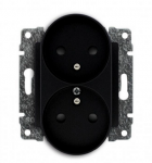 Kos Elektro System 520947 VENA2 Dvigubas lizdas su įžeminimu ir srovės nukreipimo sklende be rėmelio 2 x 2P+Z 16A 250V matinės juodos spalvos 520947