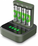 GP Battery GP Baterija GP - &bdquo;ReCyko Everyday&ldquo; baterijų įkroviklis, B441 (USB) + stotelė D451, įskaitant 4 x AA 2100 mAh baterijas