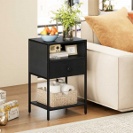 Promotions Naktinis staliukas su įkrovimo stotele, 39.4x31.8x64.8 cm, juodas, su laikymo vieta