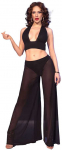 Chilirose Sets Chilirose CR 4857 Juodas Sheer Top & Wide-Leg Pants Set, Size S