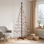 Medinė Kalėdų eglutė 210 cm Bambukas ir pu&scaron;ies medienos masyvas