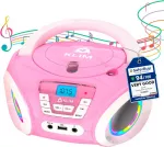 KLIM Candy Kids vaiki&scaron;kas ne&scaron;iojamas CD grotuvas su FM radiju, 13 W, rožinis, KCDY