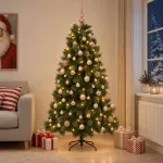 Dirbtinė Kalėdų eglutė su žaisliuku 210 cm 300 LED &Scaron;ilta balta