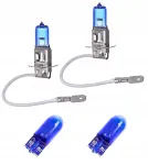 Einparts 2x H3 Super Baltas lemputės + W5w 12v 55w E4 Xenon &scaron;altai baltos spalvos komplektas