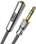 Emk 1/4" ilginimo kabelis, 6.35mm 1/4" stereo ausinių gitaros ilginimo kabelis i&scaron; tėvi&scaron;ko į moteri&scaron;ką, paauksuotas ketvirčio colio ausinių ilginimo kabelis (2.4m)