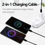 2-in-1 Usb-c įkrovimo laidas su dviem Type-c jungtimis, 1m