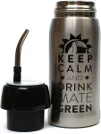 Mate Žalias Yerbomos 4.0 juodas 580 ml Yerba Mate arbatai 580 ml, ne&scaron;iojamas priedas Yerba Mate, veikia kaip termosas su vandens buteliu ir i&scaron;laiko vandenį, sidabri&scaron;kai juodas, 13308