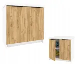 Krak Meble Pastatoma virtuvės spintelė Kira, Balta/craft 80cm stalvir&scaron;is, tylus uždarymas