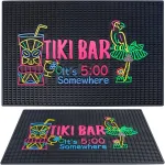 Tiki baro kilimėlis stalvir&scaron;iui 56x35,5 cm didelis storas guminis baro kilimėlis It's 5 O'clock Somewhere unikalus dizainas Havajų Luau vakarėlio dekoracijos la&scaron;ėjimo kilimėlis