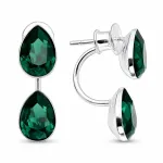Diamond Sky Jewelry Sidabriniai auskarai moterims DiamondSky &bdquo;Dew Drop (Emerald)&bdquo; su Swarovski kristalais