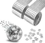 2 ritiniai 3200 vienetų mini veidrodinės mozaikos lipnios veidrodinės mozaikos plytelės disko kamuolys mini mozaikinės veidrodinės plytelės, mini veidrodinės mozaikos akmenys 5 x 5 mm lipnus mini veidrodis Ktv namų "pasidaryk pats"