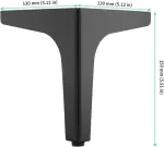 Fotelis Funsuei 8 baldų kojelių rinkinys, metalinės, juodos, 15 cm, trikampės baldų kojelės su varžtais, spintelių kojelės, baldai spintelėms, sofoms ir kitoms baldų kojelėms