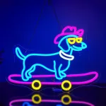 Looklight Skateboard &scaron;uo neoninis ženklas taksas neoniniai ženklai led ženklai pritemdomas jungiklis mielas &scaron;uniukas su kaubojaus skrybėle neoniniai &scaron;viesos ženklai miegamojo gyvūnų parduotuvės dovanos &scaron;unų mylėtojams