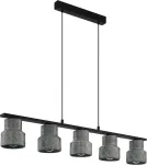 Eglo hilcott pakabinamas &scaron;viestuvas, 5 lempučių vintažinis industrinis pakabinamas &scaron;viestuvas pagamintas i&scaron; juodo plieno, galvanizuotas, valgomojo stalo lempa, svetainės lempa su e27 lizdu, l 116 cm