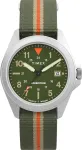 Timex Expedition unisex laikrodis 36 mm žalias audinys su dryžiais žalias ciferblatas sidabrinis korpusas Tw4b32400, sidabrinis, apyrankė