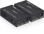 Misott Hdmi ilgintuvas, 60 metrų Hdmi ilgintuvas (tx + Rx) per vieną Rj45 Cat5e Cat6e Cat7 Ethernet kabelį iki 60 m, palaiko 1080p, 3d, Hdcp, Edid valdymą, skirtas Pc, Dvd, Ps3, Ps4, ne&scaron;iojamam kompiuteriui