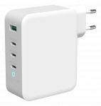 USB-C sieninis įkroviklis DELTACO 1x USB-A, 3x USB-C, bendra galia 130 W, balta / USBC-GAN04