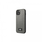 Apple iPhone 13 Mini Karl Lagerfeld dėklas Saffiano Plaque (KLHCP13SSFMP2DG) sidabrinės spalvos