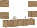 TV staliukas 6 dalių sieninis televizoriaus spintelės komplektas Artisan Oak