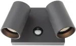 Sieninis &scaron;viestuvas 18W LED sieninis lauko &scaron;viestuvas ALAN, tamsiai pilkas, 2200/3000/4000K, IP65, su judesio davikliu