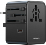 Kelioninis įkroviklis Adapteris USAMS CC310 3xUSB-C 70W 4in1 US/AU/EU/UK juodos spalvos