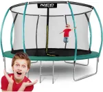Lauko Trampolinas 435cm su Apsauginiu Tinklu, Metalinėmis Kopėčiomis, Didelis Trampolinas, Apvalus Trampolinas Vaikams, Sodo Trampolinas