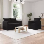 Sofa Sofos komplektas 2 vnt. Juoda Audinys