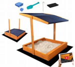 Smėlio dėžė 146x138 su suoliukais, stogeliu ir dangčiu &bdquo;Sand Tropic&ldquo; vaikams