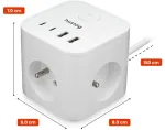 Huslog 15W Charging Station, 3 Outlets, 2 USB-C Ports, 2 USB Ports, Baltas