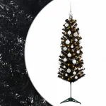 Dirbtinė siaura kalėdinė eglutė su žaisliuku 120 cm 150 LED